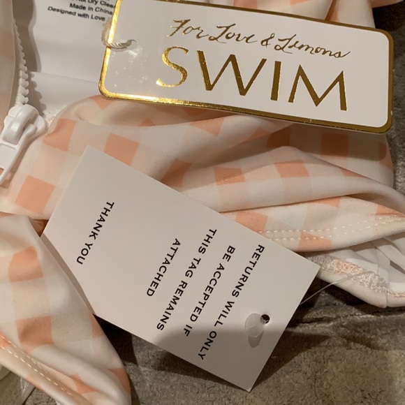 FOR LOVE & LEMONS ZIPPER FRONT SOFT PINK CHECK ONE PIECE SWIMSUIT SIZE SMALL - Picture 15 of 15